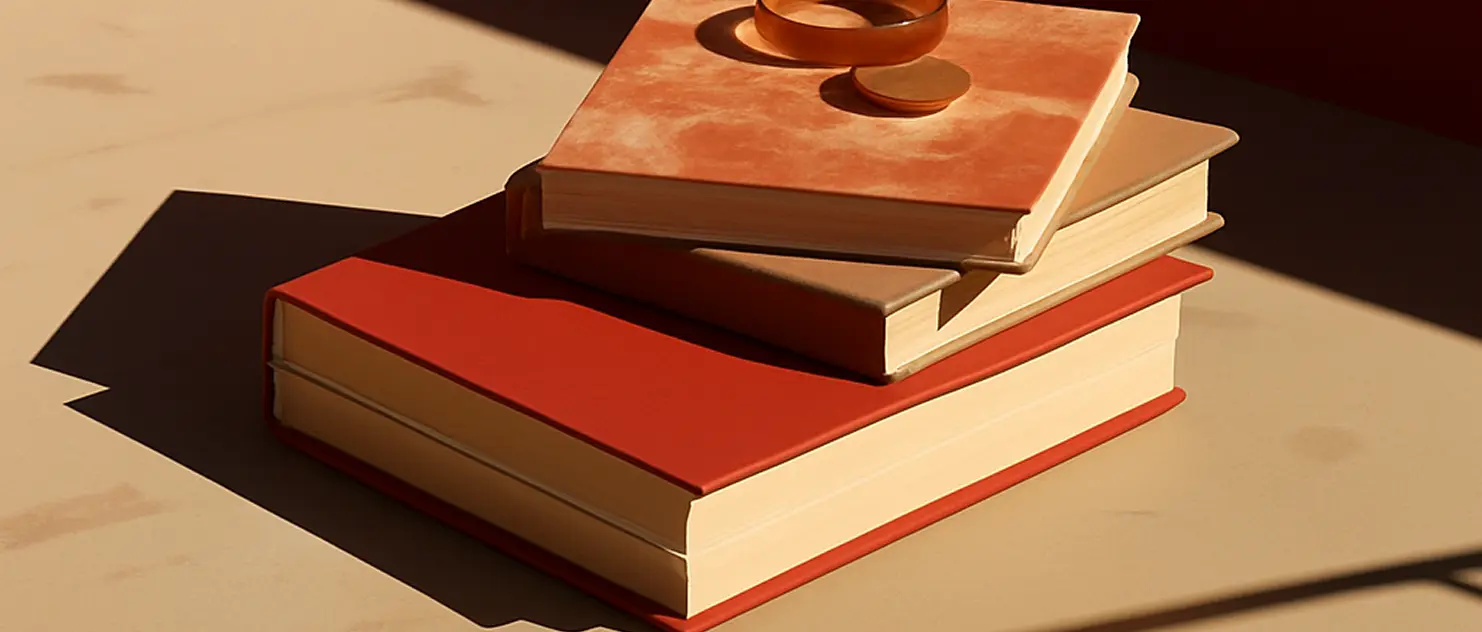 Stack of books representing our core values foundation